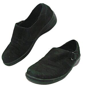 Dr Scholls Diana Loafers Shoes Black Suede Leather Double Air-Pillo Womens 7W